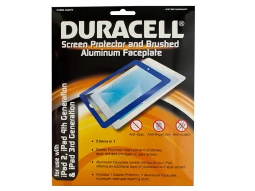 Kole Imports - From: EL341 To: EL343 - Duracell Screen Protector &amp; Blue Aluminum Faceplate