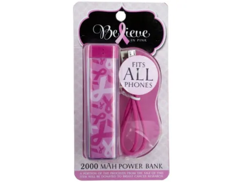 Kole Imports - El647 - Believe In Pink Usb Power Bank