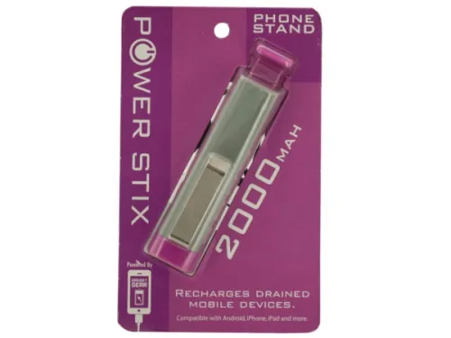 Kole Imports - EL723 - Pink Power Stix Power Bank With Pull-out Phone Stand
