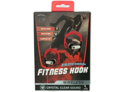 Kole Imports - EN124 - Ihip Red Fitness Hook Wireless Bluetooth Earbuds