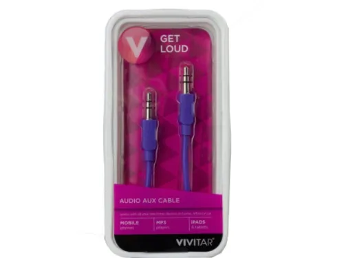 Kole Imports - EN193 - 3 Audio Aux Cable - Purple