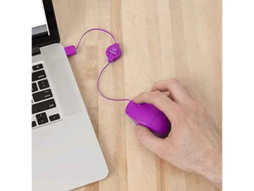 Kole Imports - EN313 - Retrak Flavours Purple Retractable Optical Mouse