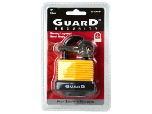 Kole Imports - KL651 - Guard Security 2  51mm Steel Pad Lock With Keys