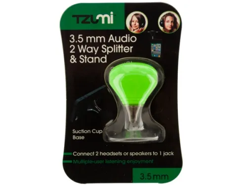 Kole Imports - OF928 - Green 2 Way Audio Splitter &amp; Stand