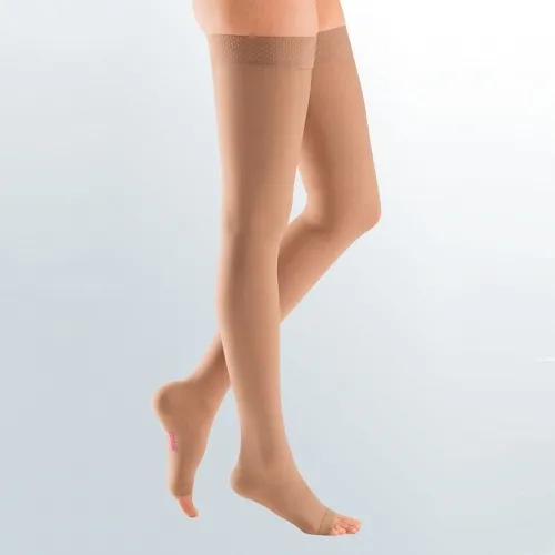 Medi Lp - Mediven Plus - From: 19505 To: 19507 -   thigh high with silicone top band, 20 30mmhg, closed toe, beige, size 5.