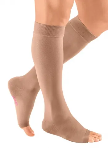 Medi Lp - Mediven Plus - 281-0-7 - Mediven Plus extra wide calf with beaded silicone top band, 30-40mmHg, open toe, beige, size 7.