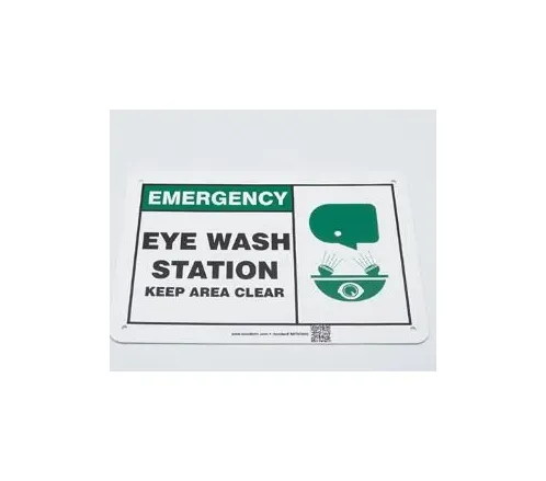 Accuform Signs - Lab Safety Supply - MFSD928VP - Wall Sign First Aid Sign Lab Safety Supply Emergency Eye Wash Station w/Symbol