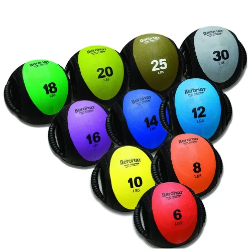 Agm Group/aeromat Fitness Products - Milliken - From: 13710LB To: 13712LB - Dual Grip Power Medicine Ball 9" Diameter, 10lb Black/yellow