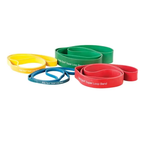 Elastomade Accessories - Body Sport - From: LB41GRN To: LB41RED -  Super Loop Band, 41" X 2 1/2", Extra Heavy Resistance, Green, Latex, Exercise Chart Included
