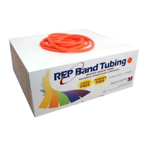 Fabrication Enterprises - 1132 - Rep Band Resistive Exercise Tubing, Latex-free, 100ft, Orange, Level 2
