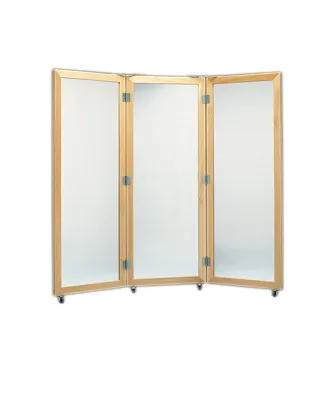 Fabrication Enterprises - 19-1103 - Glass mirror, mobile caster base, 3-panel mirror