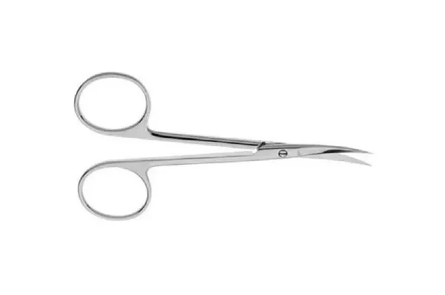 V. Mueller - From: OP5540 To: OP5551 - Iris Scissors Knapp 4 Inch Length Surgical Grade Stainless Steel NonSterile Finger Ring Handle Curved Sharp Tip / Sharp Tip