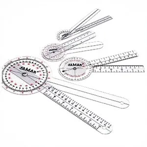 Patterson Medical - Jamar - From: 7538 To: 7541 -   e z read goniometer, 6 3/4". Latex free. Transparent plastic features opaque white background behind degree markings for easy, accurate readings. Inch and centimeter linear measurements.