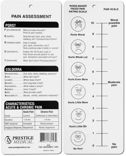 Prestige Medical - 3910 - Ems Products - Pain Assessment Card