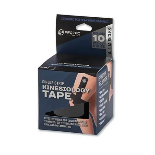 Pro-tec Athletics - PTKines-I Tape Black - Kinesiology Tape - Single Roll- I Tape BLACK. 10 Pre-Cut Single Strips Included and 10 Y-Cut Pieces