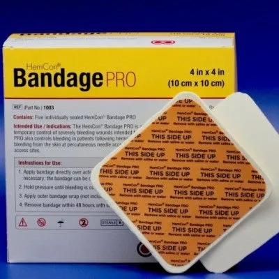SAM Medical - From: 1211-53150 To: 1211-88332 - Bound Tree Medical Hemcon Bandage Pro, Multi Trauma Hemostatic Bandage 4 In X 4 In, Sterile  5ea/bx