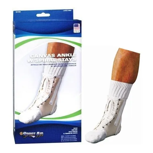 Scott Specialties Cmo - Sportaid - SA1424  NAT MD - Sport Aid Ankle with Spiral Stays, Canvas, Medium.