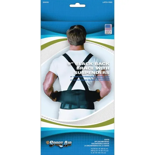 Scott Specialties Cmo - From: SA0109  BLA M/L To: SA0109  BLA XL  Sport Aid Back Brace With Suspenders, Medium/Large, Black