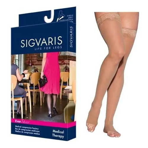 Sigvaris - From: 783NMSO36 To: 783NMSO85 - Womens Eversheer Open Toe Thigh High Short