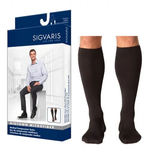 Sigvaris - From: 822CXSM99S To: 823CLSM32S  Midtown Microfiber Calf with Grip Top, 20 30, X Large, Short, Closed, Black
