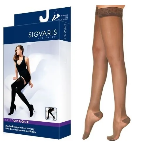 Sigvaris - From: 842NLLW35 To: 842NSSW35 - 842N Style Soft Opaque Thigh, 20 30mmHg, Women's, Small, Short, Nude