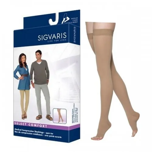 Sigvaris - 862NMLO33 - Select Comfort Thigh-High with Grip-Top, 20-30, Medium, Long, Open, Natural