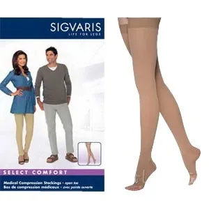 Sigvaris - 863WL2OL - Select Comfort Thigh-High Compression Stockings with Waist Attachment L2, Crispa