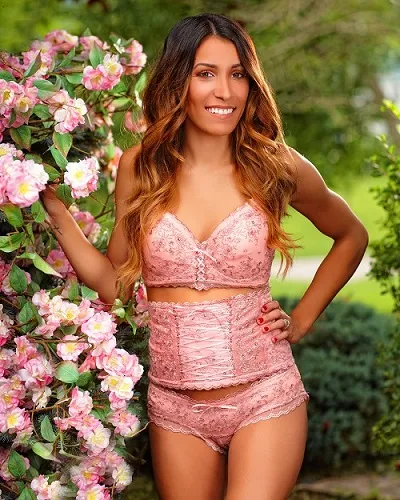 Simply Beautiful - 0014-XS-RS - Rose Lace Up Wrap Set Bra, Wrap And Panty