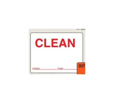 Shamrock Scientific - Ssi-1219 - Pre-Printed Label Shamrock Advisory Label White Polyester Clean W/ Inital And Date Red Safety And Instructional 2 X 3 Inch